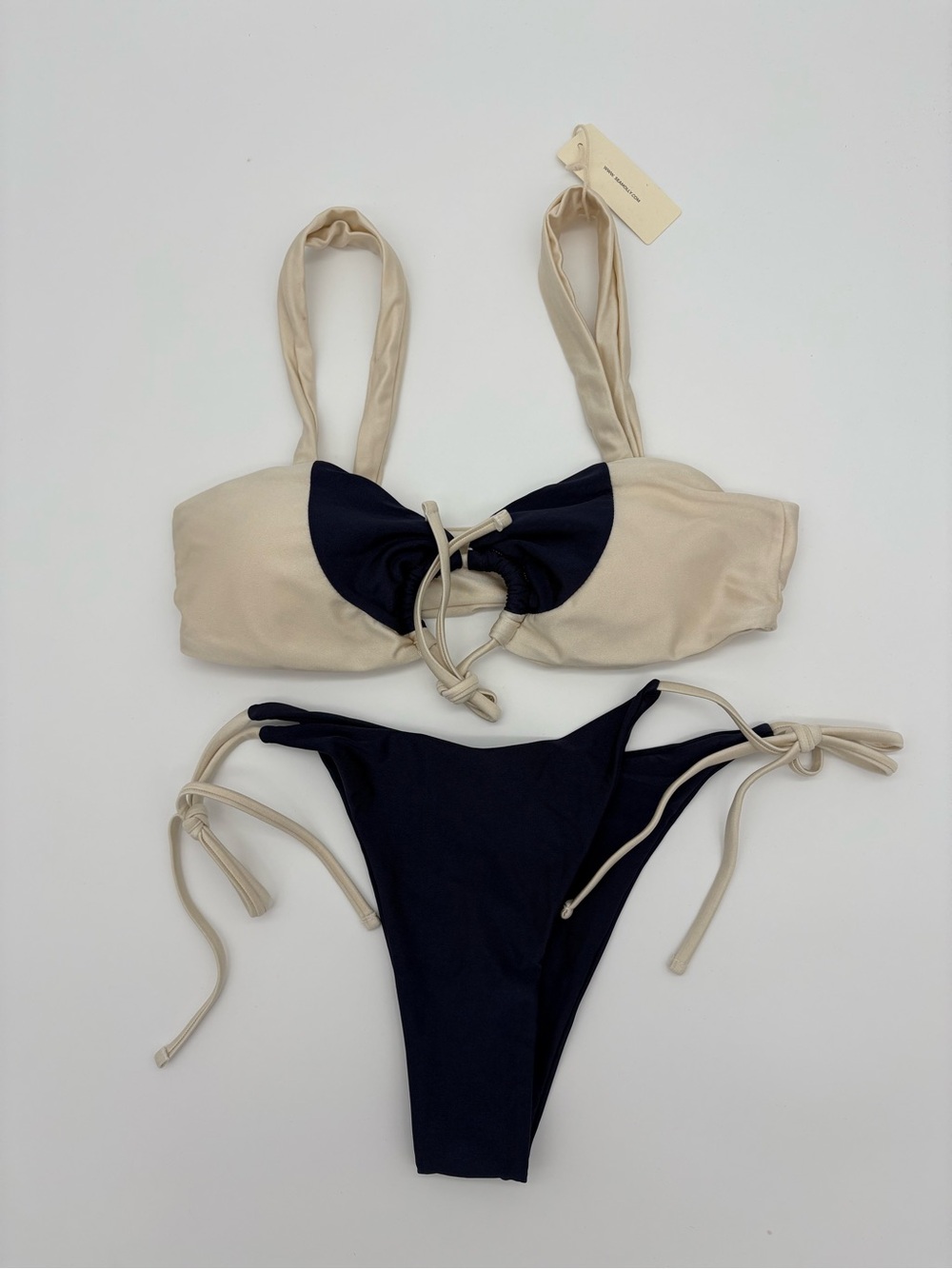 Chic Cream and Black Bikini Set